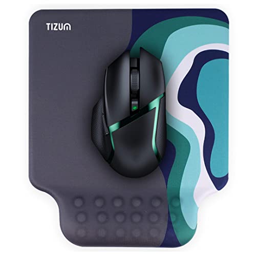 TIZUM Gel Mouse Pad Wrist Support|Place it on Desk with Laptop, Gaming Laptop, Monitor, Notebook|Has Anti-Slip Rubber Base, Foam & Cushion Support for Pain Relief|Use for Home & Office(9.7" x 8.2")