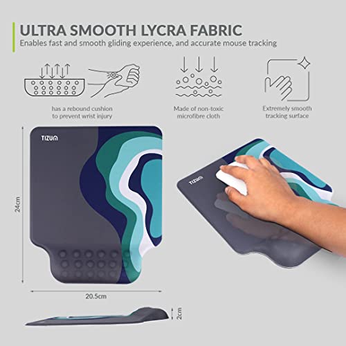 TIZUM Gel Mouse Pad Wrist Support|Place it on Desk with Laptop, Gaming Laptop, Monitor, Notebook|Has Anti-Slip Rubber Base, Foam & Cushion Support for Pain Relief|Use for Home & Office(9.7" x 8.2")