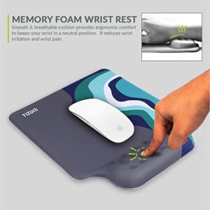 TIZUM Gel Mouse Pad Wrist Support|Place it on Desk with Laptop, Gaming Laptop, Monitor, Notebook|Has Anti-Slip Rubber Base, Foam & Cushion Support for Pain Relief|Use for Home & Office(9.7" x 8.2")