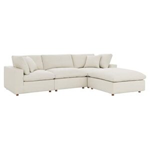 modway commix down-filled overstuffed upholstered 4-piece sectional sofa in light beige