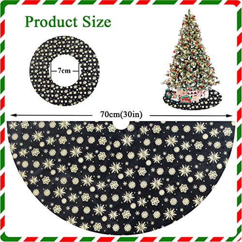 Black Tree Skirts Christmas Decorations 30 Inches Faux Fur Xmas Tree Skirt Rustic Tree Floor Mat Carpets with Snowflakes Small Halloween Tree Skirt for Tabletop Trees Xmas Tree Cover for All Occasions