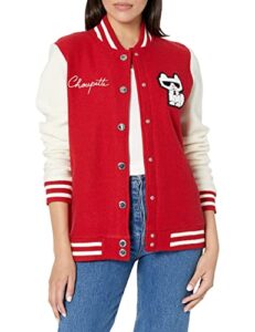 karl lagerfeld paris women's knit bomber jacket, admiral red, small