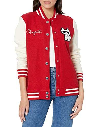 KARL LAGERFELD PARIS Women's Knit Bomber Jacket, Admiral RED, Small