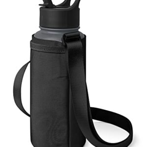 Simple Modern Water Bottle Carrier Sling with Adjustable Strap | Bottle Holder Crossbody Bag for Walking, Hiking and Traveling | Summit Collection | Midnight Black