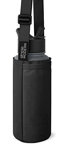 Simple Modern Water Bottle Carrier Sling with Adjustable Strap | Bottle Holder Crossbody Bag for Walking, Hiking and Traveling | Summit Collection | Midnight Black