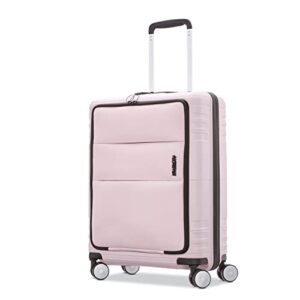 american tourister apex dlx spinner, carry-on 20-inch, front opening with multiple pockets for-laptop, tablets and cell phone, soft rose