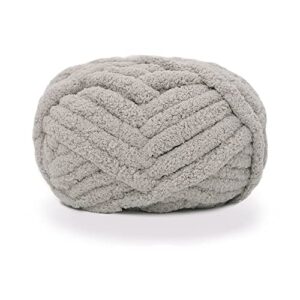 Chunky Knit Chenille Yarn for Hand Knitting Blankets, Super Soft Big Jumbo Blanket Yarn (Grey)