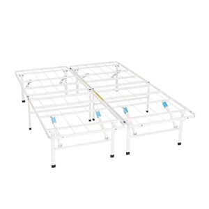 amazon basics foldable metal platform bed frame with tool free setup, 14 inches high, full, white