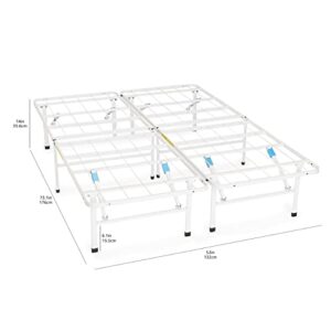 Amazon Basics Foldable Metal Platform Bed Frame with Tool Free Setup, 14 Inches High, Full, White