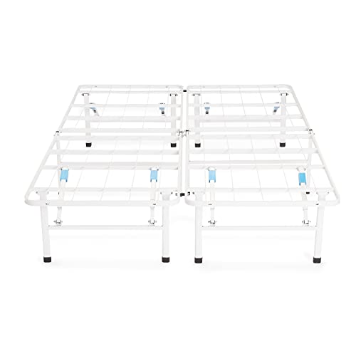 Amazon Basics Foldable Metal Platform Bed Frame with Tool Free Setup, 14 Inches High, Full, White