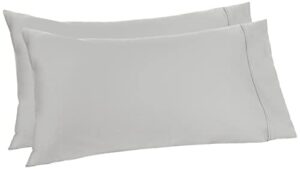 amazon aware 100% organic cotton 300 thread count pillowcase set, light gray, standard, 2 pack, 32" x 20"