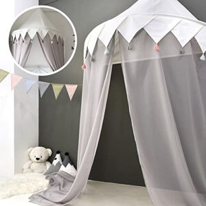 beioudexin bed canopy for girls bed, kids children mosqutio net bedding decor princess nusery play reading room cotton hanging tent indoor decorations (tassels)