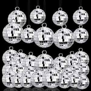 40 pcs disco balls ornaments silver mini disco balls reflective mirror ball cake decoration 70s disco party for christmas holiday party decor 3 sizes