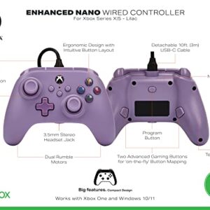 PowerA Nano Enhanced Wired Controller for Xbox Series X|S - Lilac, portable, compact, gamepad, video game, gaming controller, works with Xbox One and Windows 10/11