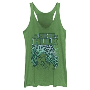 marvel classic she hulk women's racerback tank top, envy green, x-small