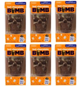 skull hot chocolate bomb(r) 6 pack, halloween hot cocoa melting ball by frankford candy