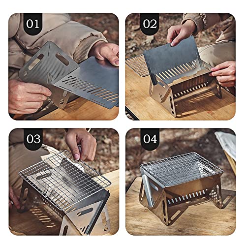 TTSITG Portable Grill, Folding Barbecue Charcoal Grill, 1-2 People Lightweight Barbecue Grill Tools with Storage Bag Outdoor Tabletop Grill for Outdoor Cooking, Camping, Hiking, Picnics