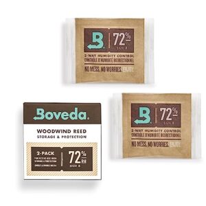 boveda 72% two-way humidity control packs for woodwind reeds – size 8 – 2 pack – moisture absorbers – protects against drying & spliting – individually wrapped reed humidifiers for day-to-day storage