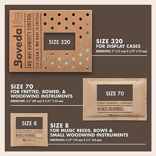 Boveda 72% Two-Way Humidity Control Packs for Woodwind Reeds – Size 8 – 2 Pack – Moisture Absorbers – Protects Against Drying & Spliting – Individually Wrapped Reed Humidifiers for Day-to-Day Storage