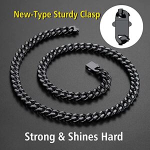 Black Cuban Link Chain for Men 20inch Black Necklace Cuban Chain