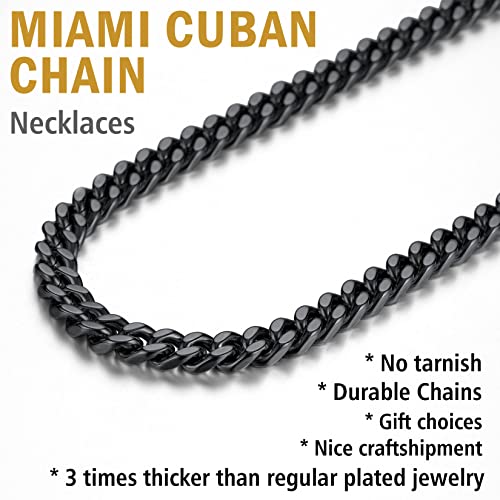 Black Cuban Link Chain for Men 20inch Black Necklace Cuban Chain