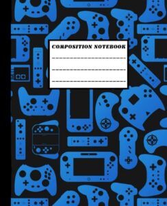 video game composition notebook: game design for teens black and blue wide ruled lined pages notebook gamer for kids, teens, students and adults great for it class standard back to school