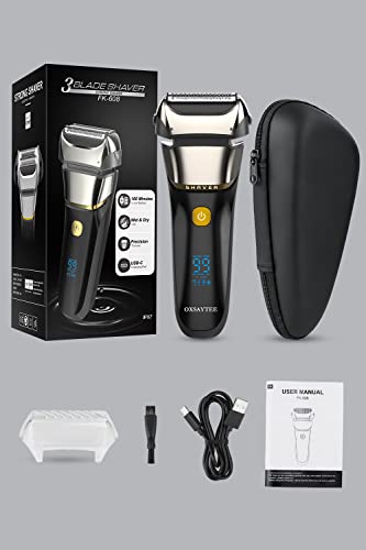 Men's Foil Electric Shavers, Electric Razor for Men Cordless USB-C Rechargeable Shaver with Pop-up Trimmer, Waterproof Wet and Dry Foil Razor with Travel Pouch LED Display for Face Beard Style