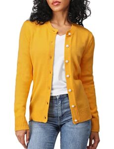 osabasa womens casual slim fit button closure long sleeve cardigans yellow us xl (oscwocal001)