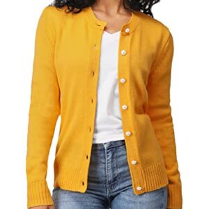 OSABASA Womens Casual Slim Fit Button Closure Long Sleeve Cardigans Yellow US XL (OSCWOCAL001)