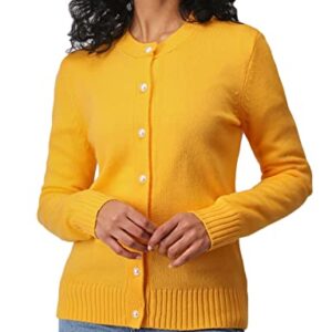 OSABASA Womens Casual Slim Fit Button Closure Long Sleeve Cardigans Yellow US XL (OSCWOCAL001)