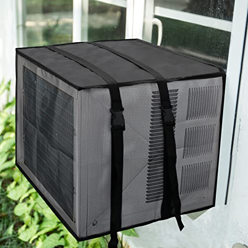 Luxiv Newest Design Mesh Window Air Conditioner Cover Outdoor, Support Window AC Unit Work Use for Outside Window Ac Cover Black Dust-Proof Waterproof AC Cover Outdoor Window AC Protection Cover