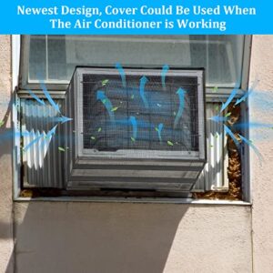 Luxiv Newest Design Mesh Window Air Conditioner Cover Outdoor, Support Window AC Unit Work Use for Outside Window Ac Cover Black Dust-Proof Waterproof AC Cover Outdoor Window AC Protection Cover