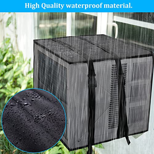 Luxiv Newest Design Mesh Window Air Conditioner Cover Outdoor, Support Window AC Unit Work Use for Outside Window Ac Cover Black Dust-Proof Waterproof AC Cover Outdoor Window AC Protection Cover