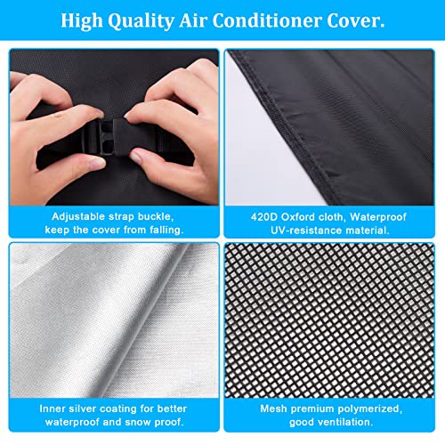 Luxiv Newest Design Mesh Window Air Conditioner Cover Outdoor, Support Window AC Unit Work Use for Outside Window Ac Cover Black Dust-Proof Waterproof AC Cover Outdoor Window AC Protection Cover