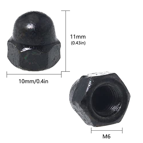 Acorn Nuts JianLing 25pcs Black Stainless Steel Hex Nut Female Cap Decorative Cap Nuts Caps Covers M6 Acorn Nut