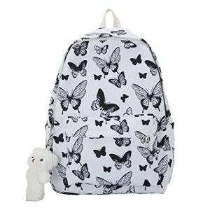 lelebear butterfly backpack for girls, aesthetic backpack, kawaii backpack book bag travel backpack large capacity (black)