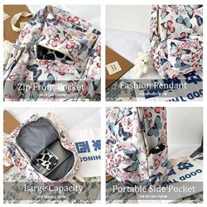 LELEBEAR Butterfly Backpack for Girls, Aesthetic Backpack, Kawaii Backpack Book Bag Travel Backpack Large Capacity (Black)