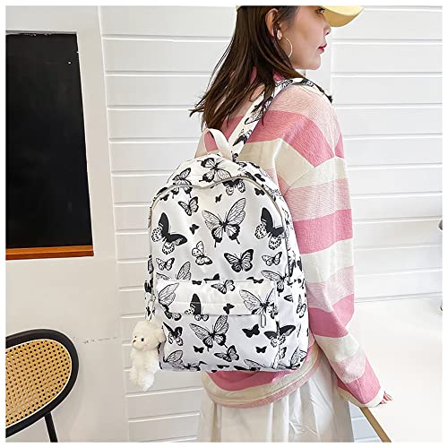 LELEBEAR Butterfly Backpack for Girls, Aesthetic Backpack, Kawaii Backpack Book Bag Travel Backpack Large Capacity (Black)