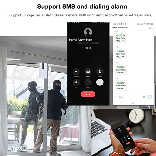 Splenssy WiFi GSM Home Alarm Security System, 2.4in LCD Wireless DIY Smart Home Burglar Security Alarm System 10 Piece Kit, Compatible with Alexa Google Home Voice Control