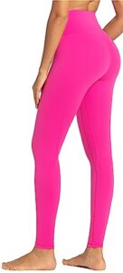 sunzel workout leggings for women, squat proof high waisted yoga pants 4 way stretch, buttery soft, hot pink, small