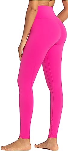 Sunzel Workout Leggings for Women, Squat Proof High Waisted Yoga Pants 4 Way Stretch, Buttery Soft, Hot Pink, Small