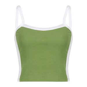 KMBANGI Halter Neck Crop Cami Top Knitted Printed Tank Tops Tee Y2k Sleeveless Strappy Summer Shirts Streetwear (Vest Mini Green,S)