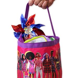 Barbie Collapsible Nylon Basket Bucket Tote Bag (One Size, Pink)