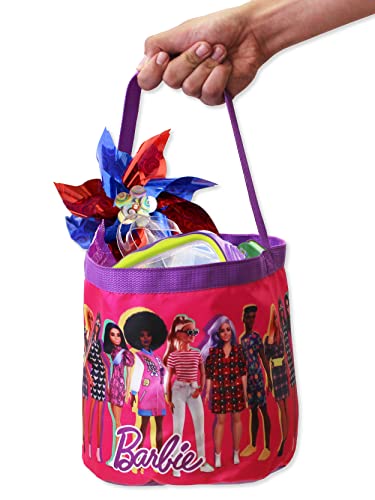 Barbie Collapsible Nylon Basket Bucket Tote Bag (One Size, Pink)