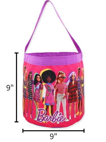 Barbie Collapsible Nylon Basket Bucket Tote Bag (One Size, Pink)