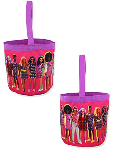 Barbie Collapsible Nylon Basket Bucket Tote Bag (One Size, Pink)