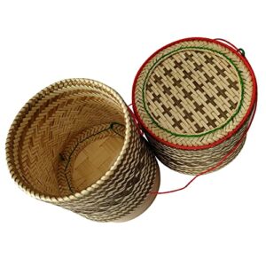 Heavens Tvcz Bamboo Serving Baskets Sticky Rice Handmade Kratip Thai Laos Traditional Wickerwork Based Travel Picnic Keep Sticky Rice Warm