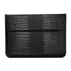 mosiso laptop sleeve compatible with macbook air/pro,13-13.3 inch notebook,compatible with macbook pro 14 2023 2022 2021 m2 a2779 a2442 m1, crocodile grain pu leather flap style case bag, black