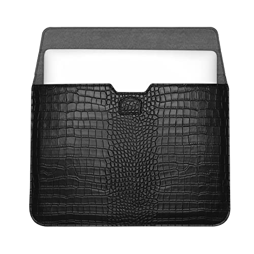 MOSISO Laptop Sleeve Compatible with MacBook Air/Pro,13-13.3 inch Notebook,Compatible with MacBook Pro 14 2023 2022 2021 M2 A2779 A2442 M1, Crocodile Grain PU Leather Flap Style Case Bag, Black