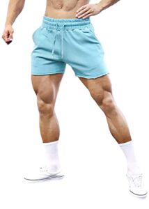 mech-eng men's 5" running athletic shorts,lightweight cotton shorts,workout gym bodybuilding shorts(blue small)